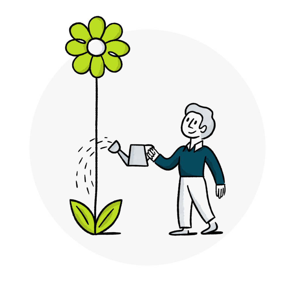 Man watering a flower