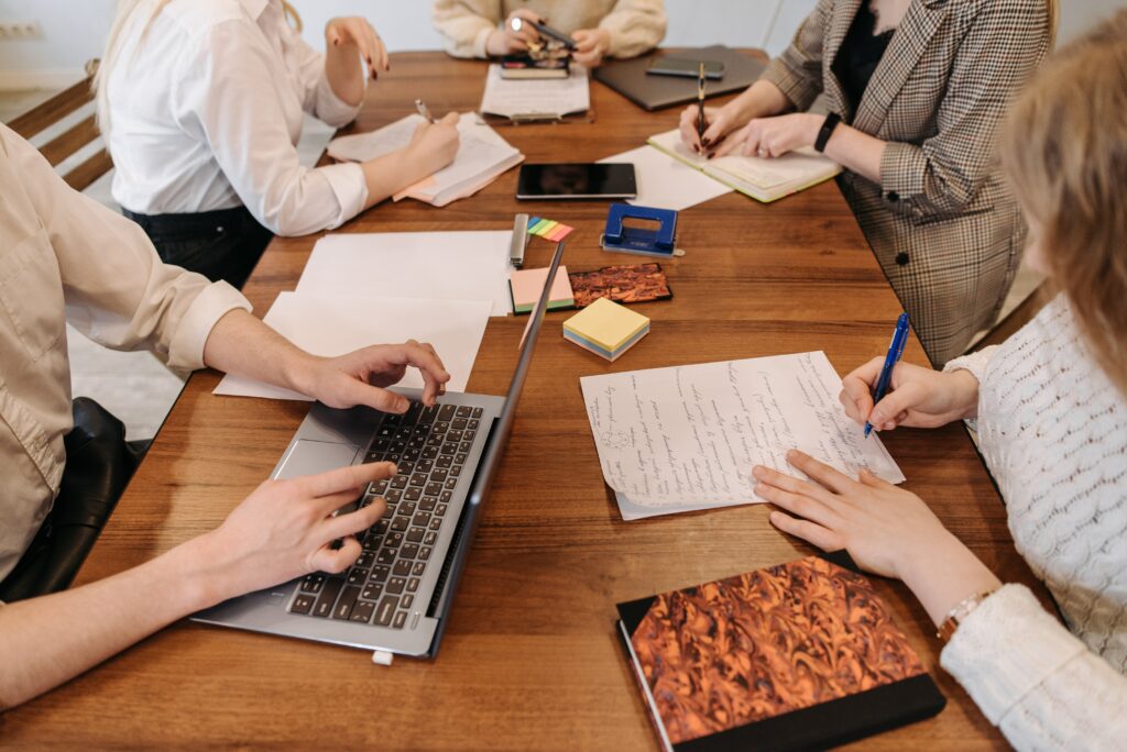 Team working at a table